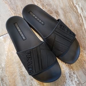 Prada mens black rubber slider